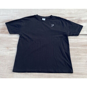 GYMSHARK Logo T- Shirt Crew Neck Short Sleeve Cotton Men's Black Size M Preloved